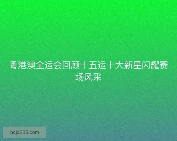 粤港澳全运会回顾十五运十大新星闪耀赛场风采